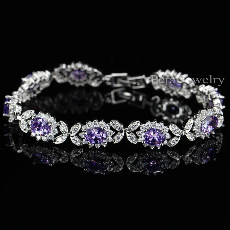 Crystal Flower Charm Bracelet