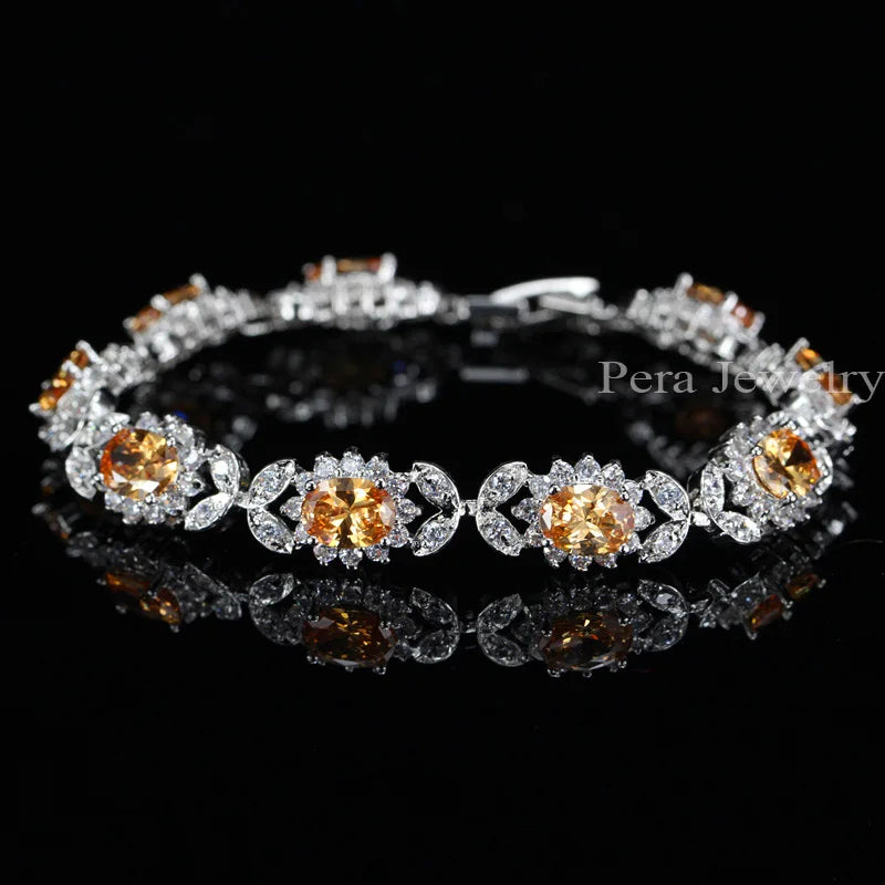 Crystal Flower Charm Bracelet