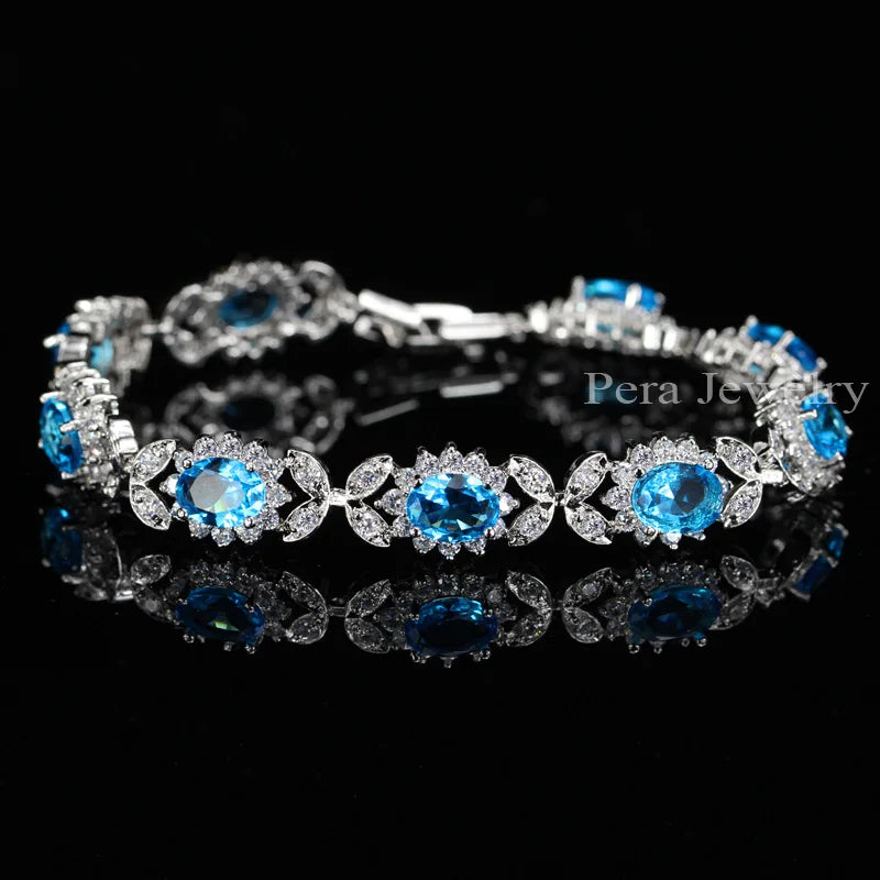 Crystal Flower Charm Bracelet