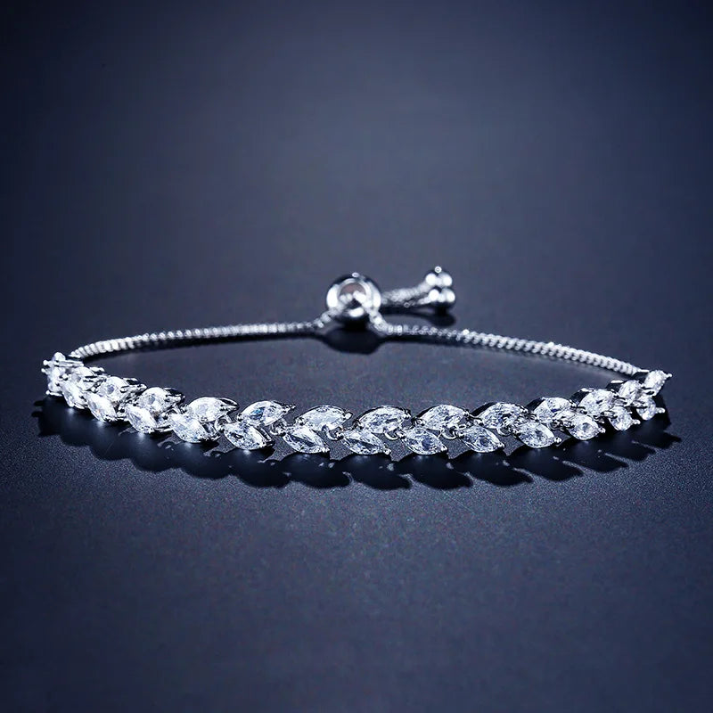 White Leaf Bangles Bracelet