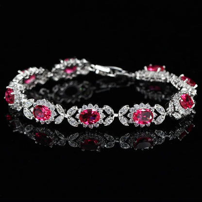 Crystal Flower Charm Bracelet