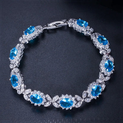 Crystal Flower Charm Bracelet