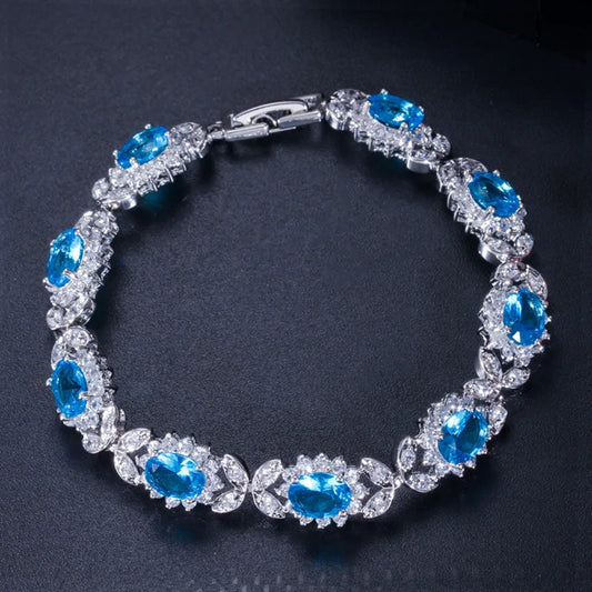 Crystal Flower Charm Bracelet