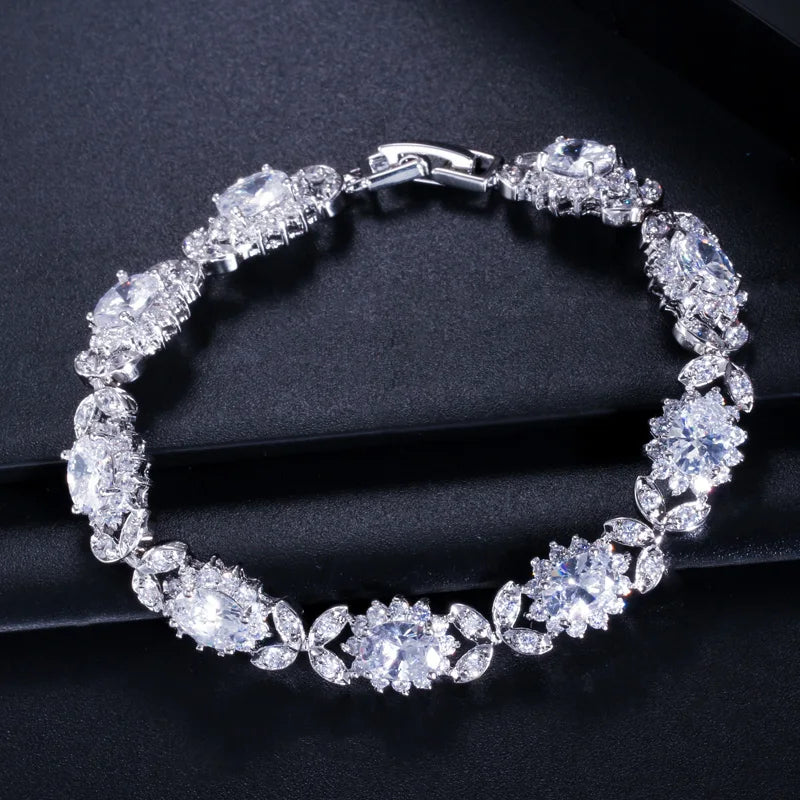 Crystal Flower Charm Bracelet