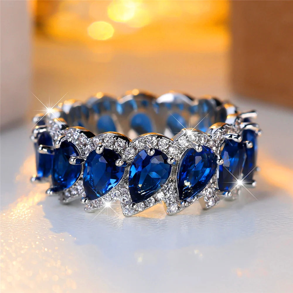 Teal Drop Cubic Ring