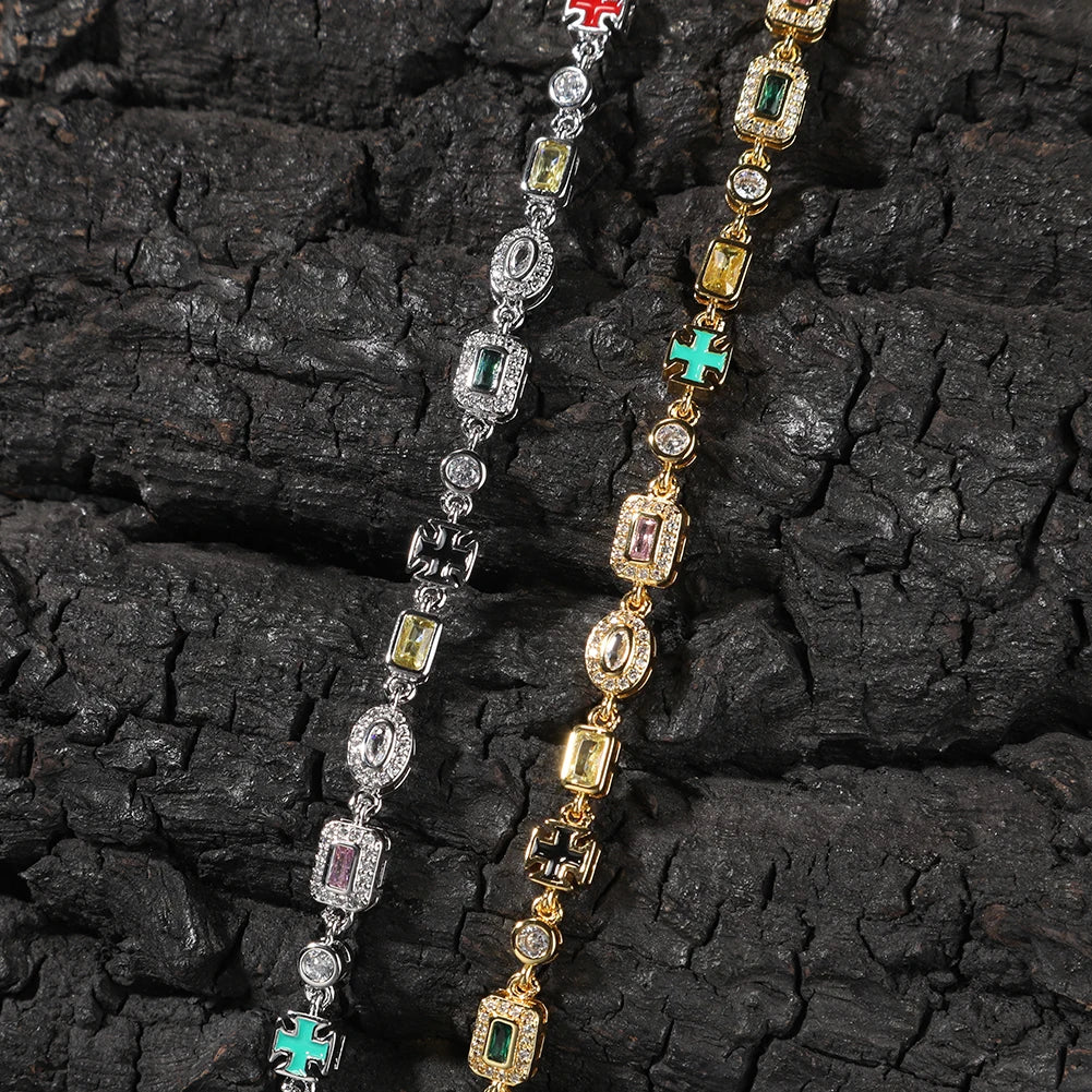 Iced Multi Cross Bracelet