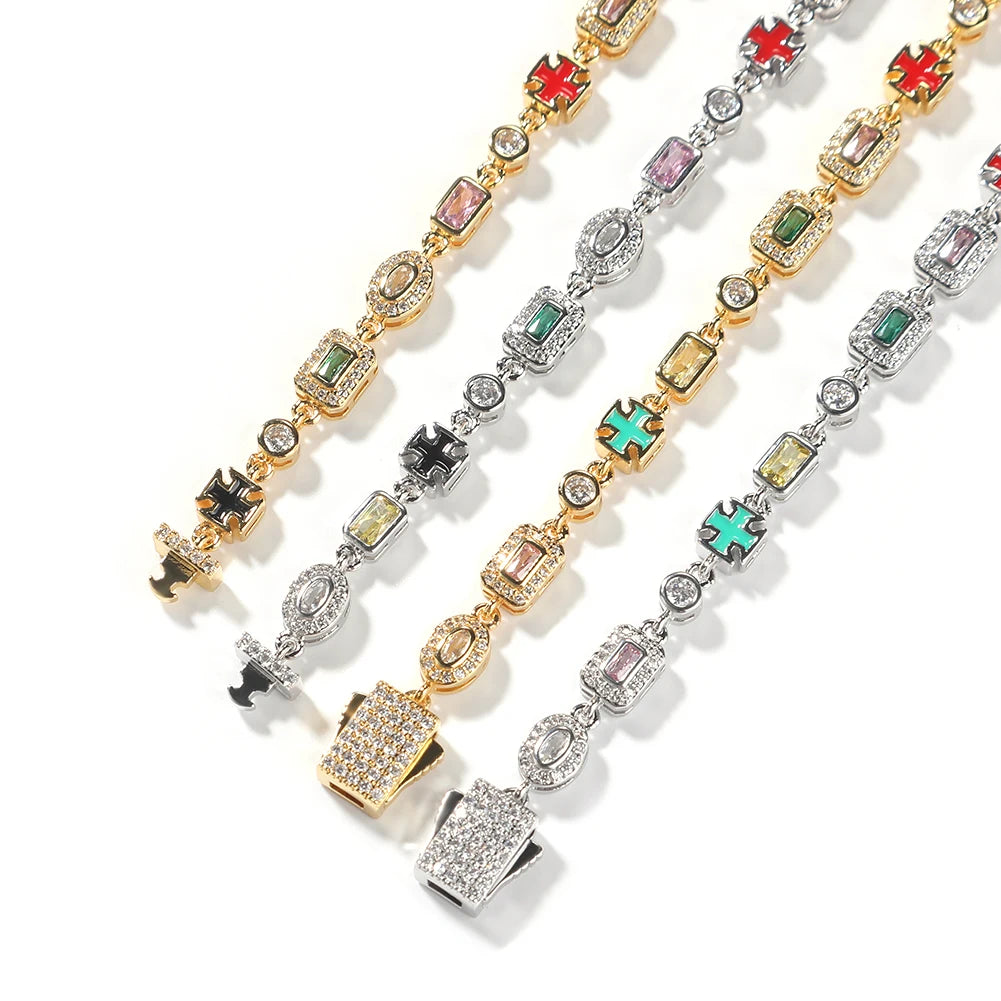 Iced Multi Cross Bracelet