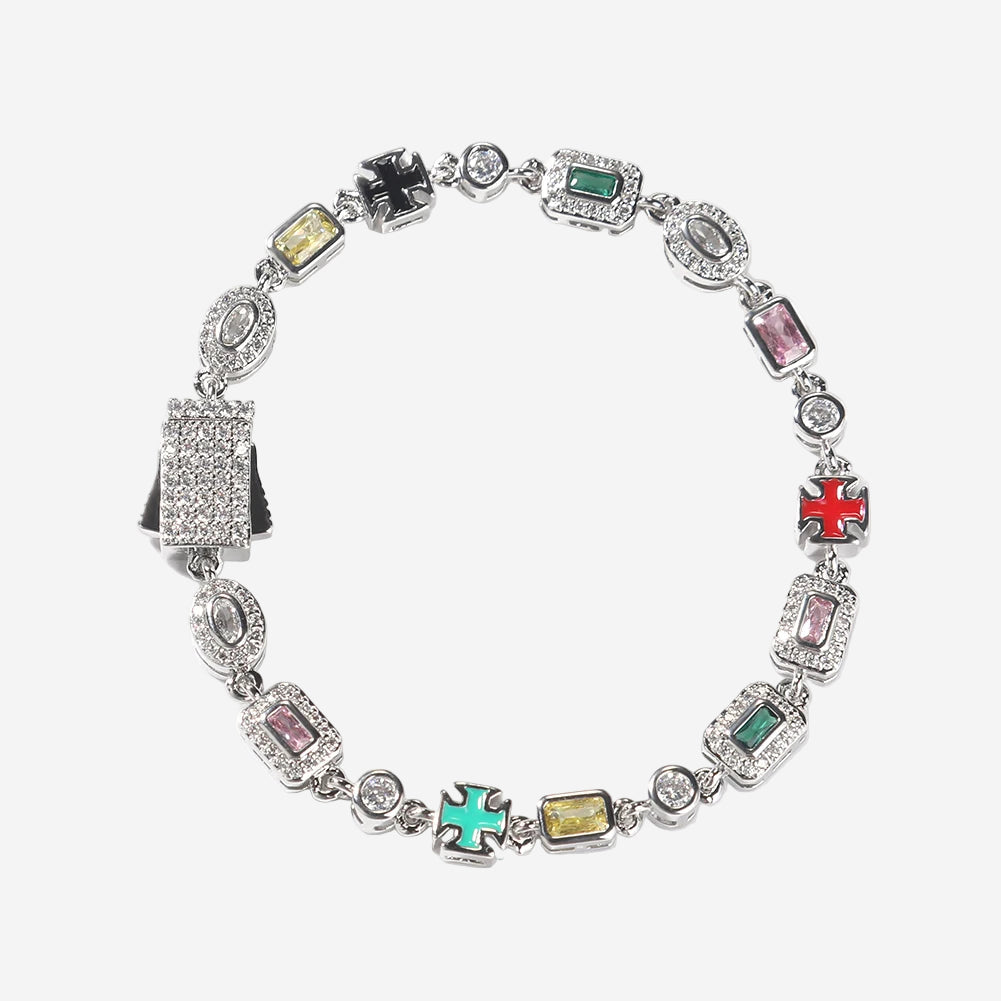 Iced Multi Cross Bracelet