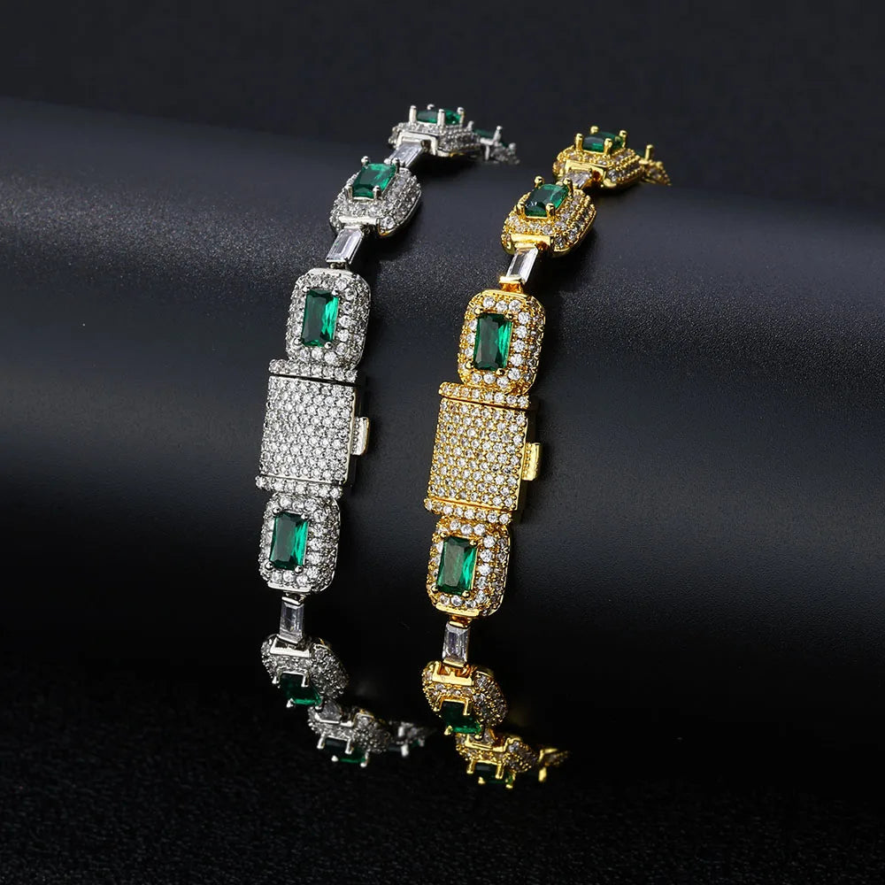 Iced Emerald Cushion Cut Bracelet