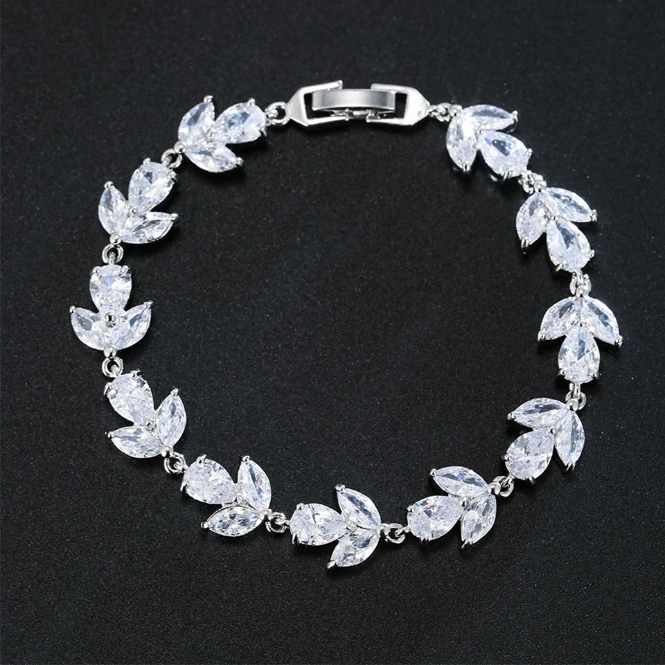 White Leaf Bangles Bracelet