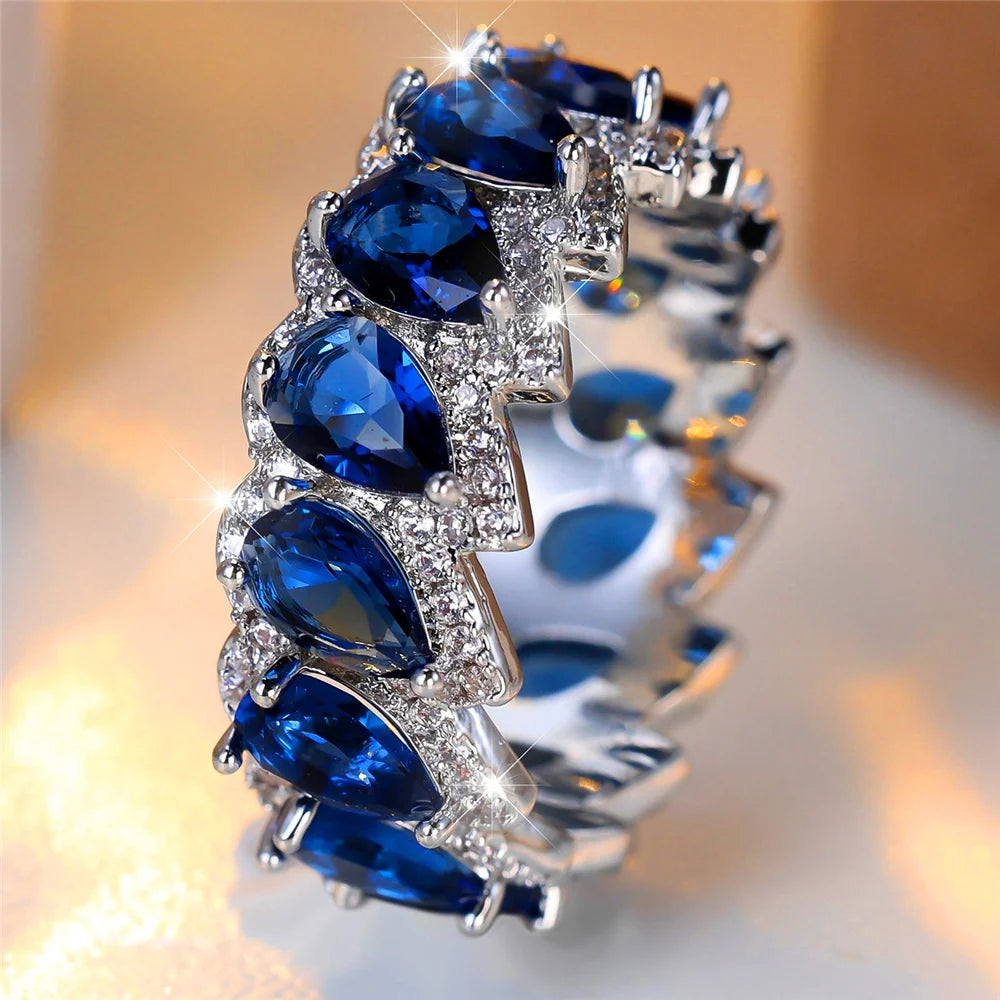 Teal Drop Cubic Ring