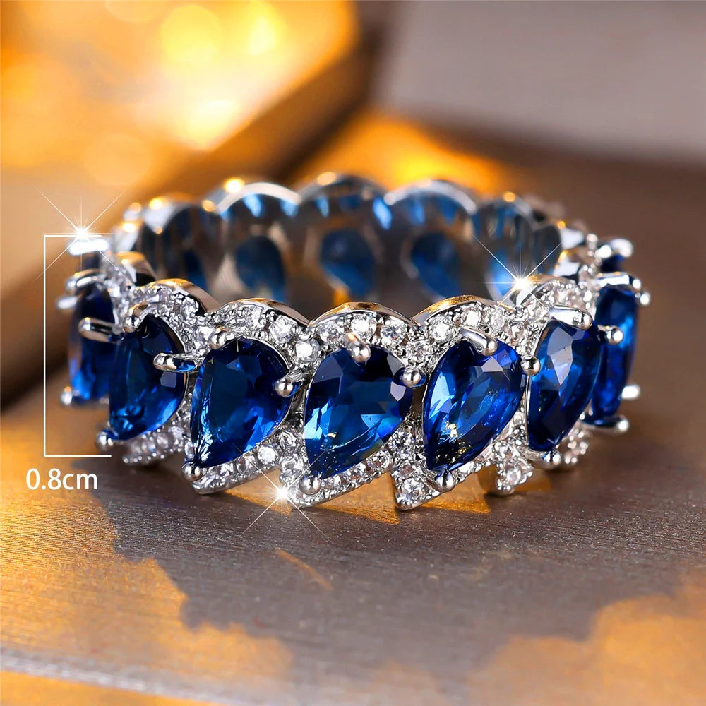 Teal Drop Cubic Ring