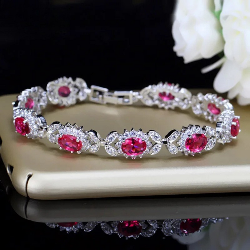 Crystal Flower Charm Bracelet