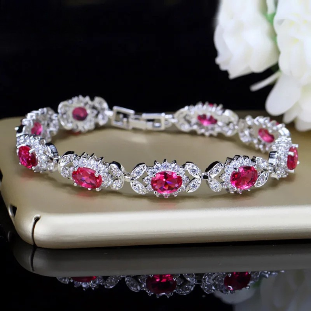 Crystal Flower Charm Bracelet